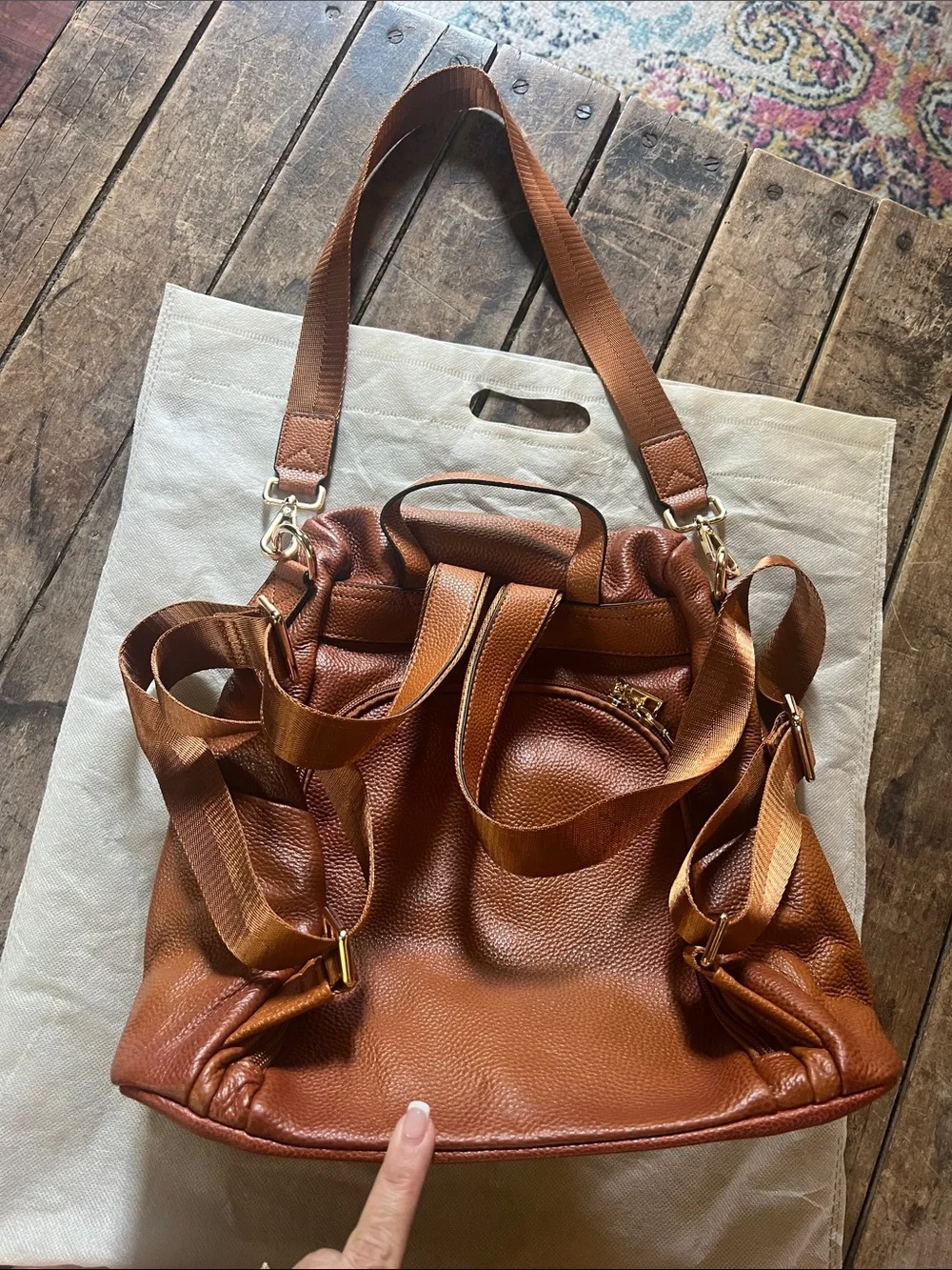 Kattee Brown Leather Backpack - Women’s Casual Daypack
